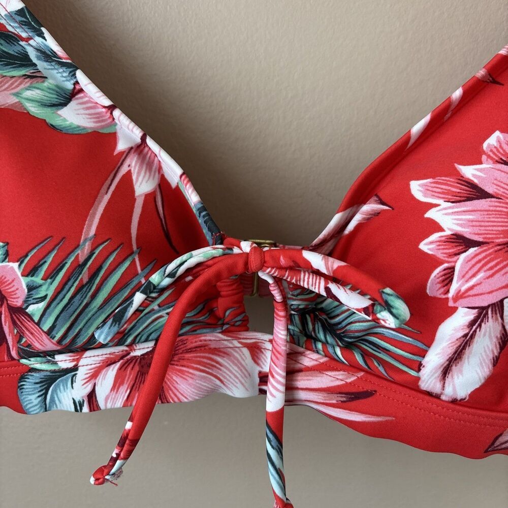 Kona Sol Bikini Top Womens S Floral Red Blue Green Bow Swim Top - Picture 3 of 8